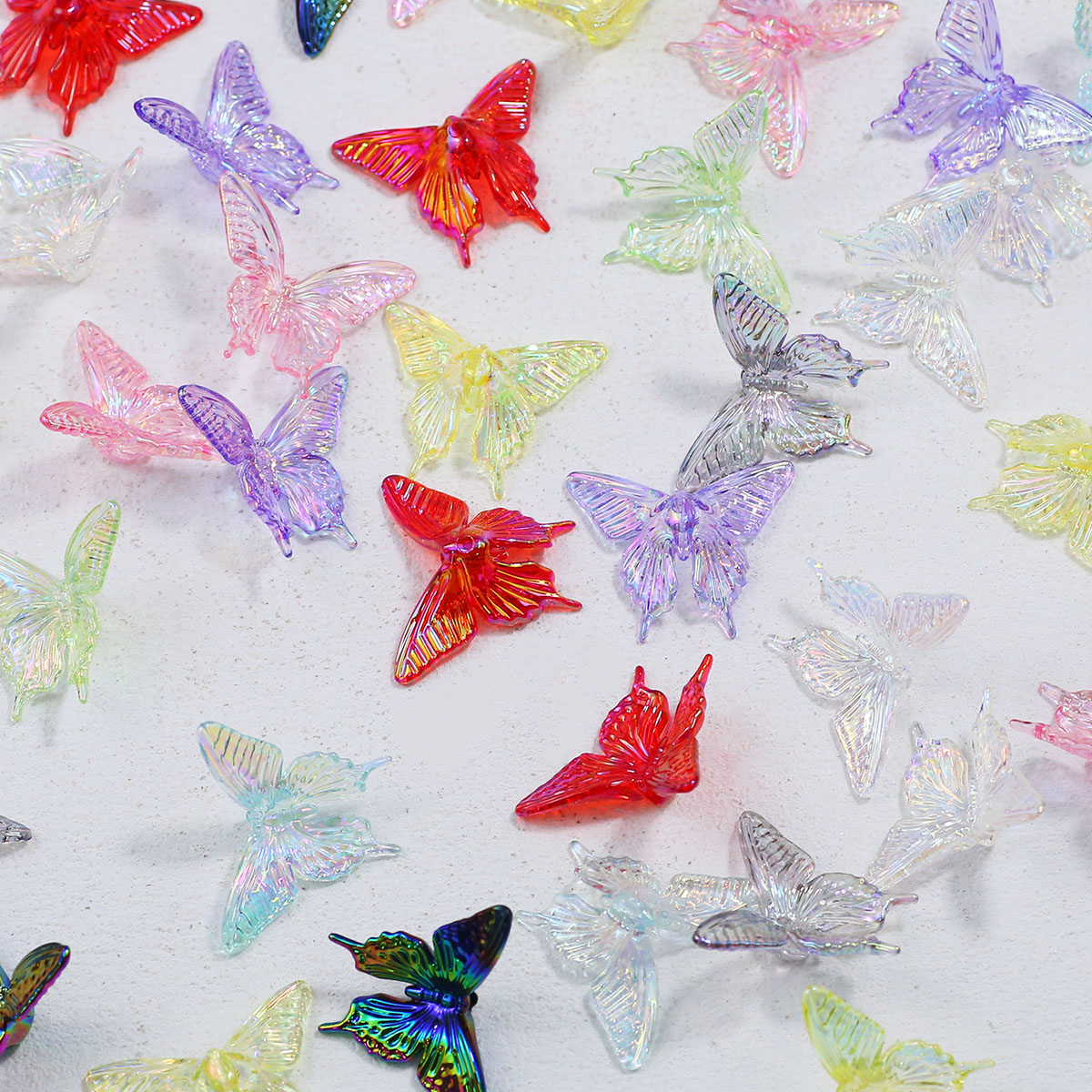 Butterfly Pendant Necklace - 38*34mm Acrylic Butterfly UV Mixed-Color Handmade