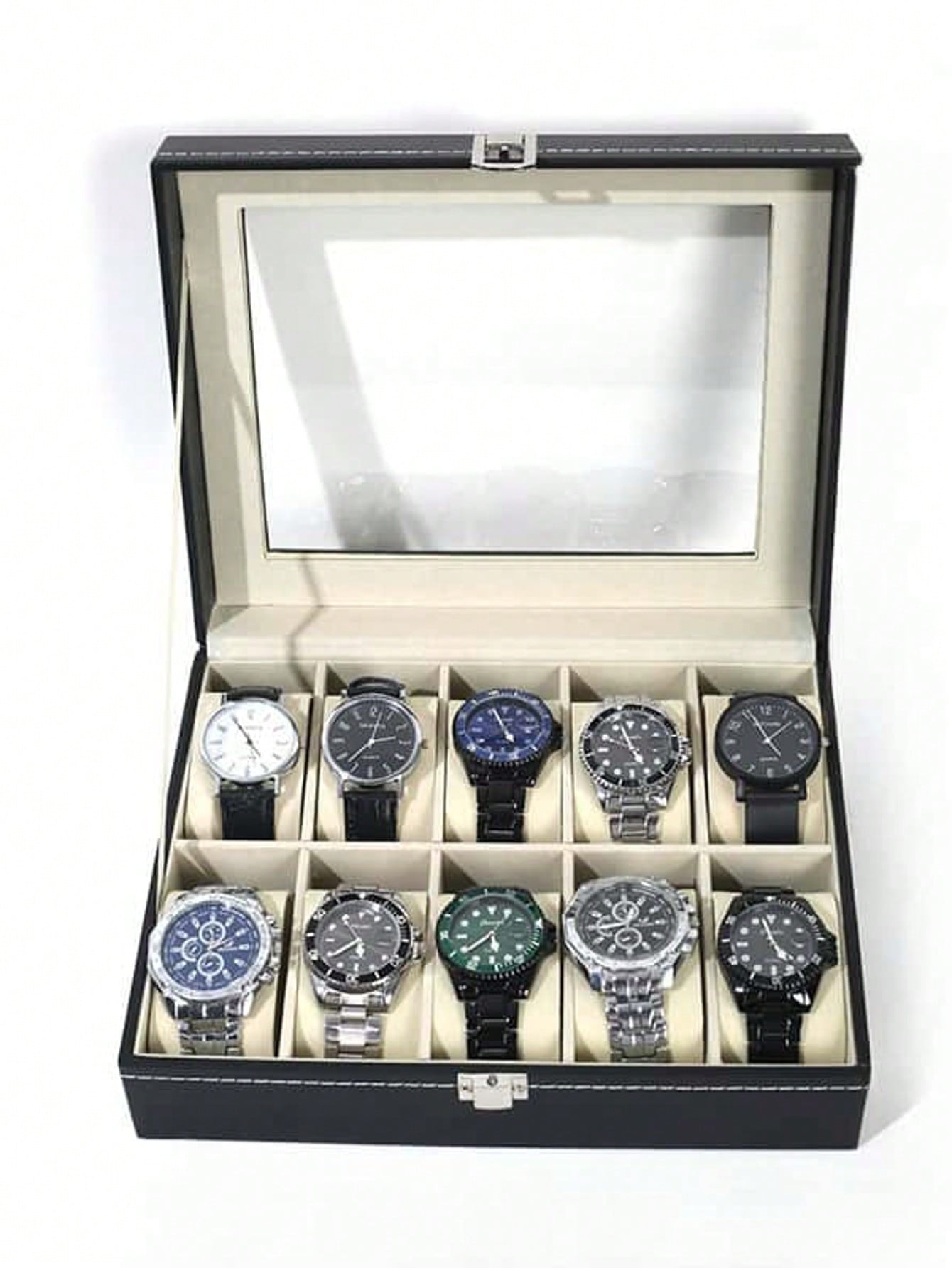 Mystery Jewelry Jar Watches - Leather Watch Box with Lock, Large