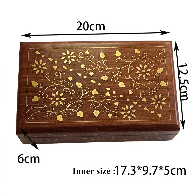 Indian Jewelry Watches - Handcrafted Copper Inlaid Solid Wood Box