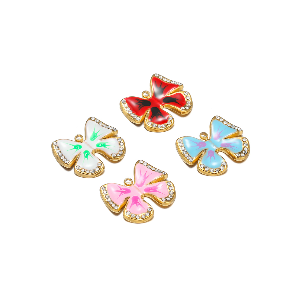 5Pcs Enamel Butterfly Charms S - Butterfly Pendant Necklace ulasan dan harga