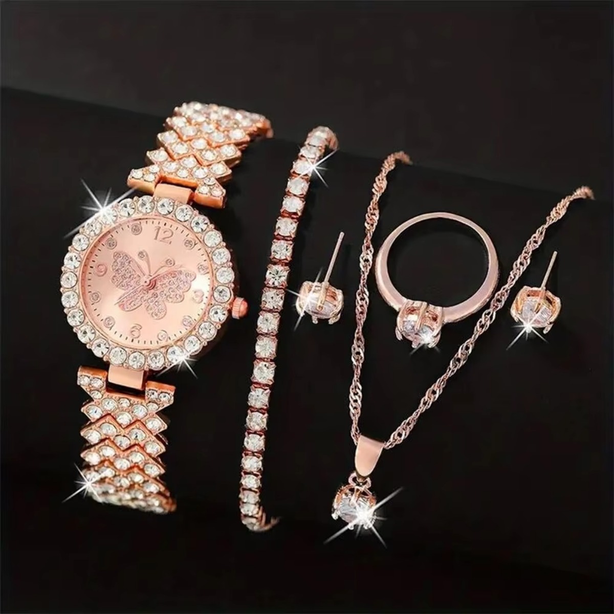 6PCS/Set Luxury Rhinestone But - Mystery Jewelry Jar Watches ulasan dan harga