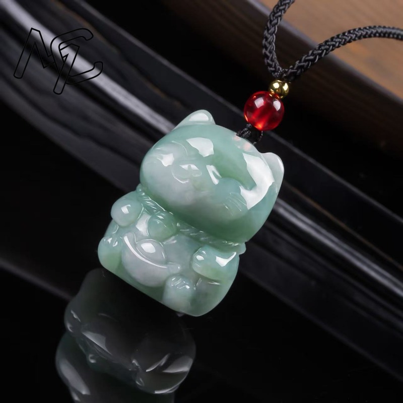 Natural Emerald Jade Lucky Cat - Jewelry & Watches Store ulasan dan harga