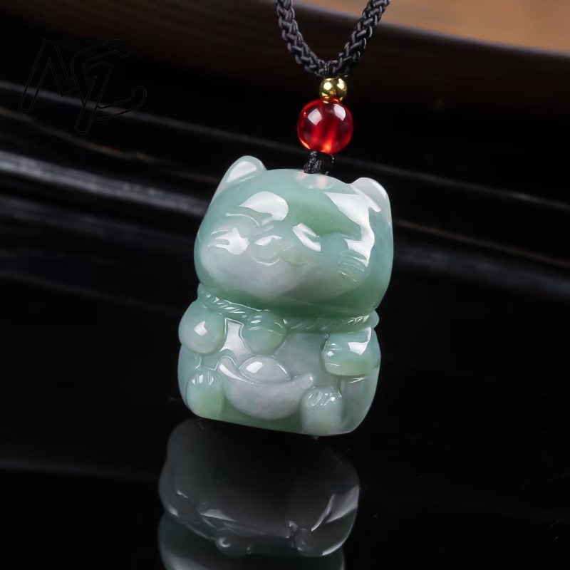 Natural Emerald Jade Lucky Cat - Jewelry & Watches Store ulasan dan harga