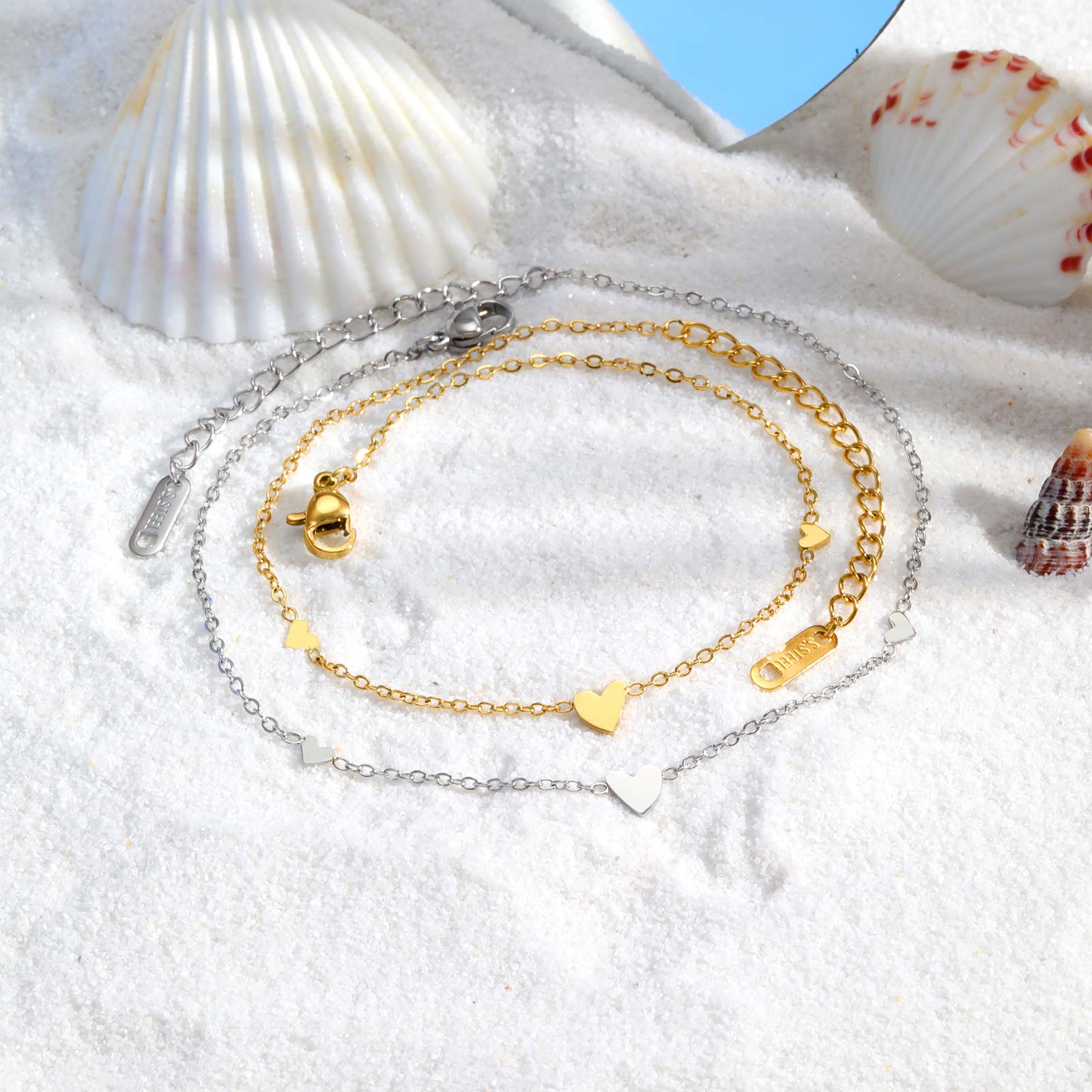 Stainless Steel Heart Anklets  - Jc Jewelry & Watches ulasan dan harga