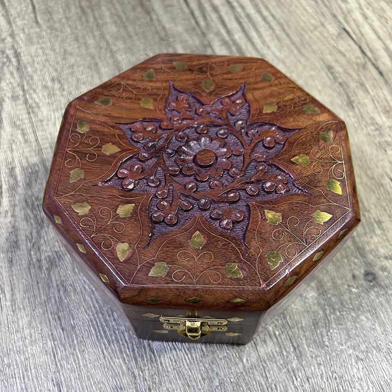 Hand Carved Octagonal Wooden B - Indian Jewelry Watches ulasan dan harga