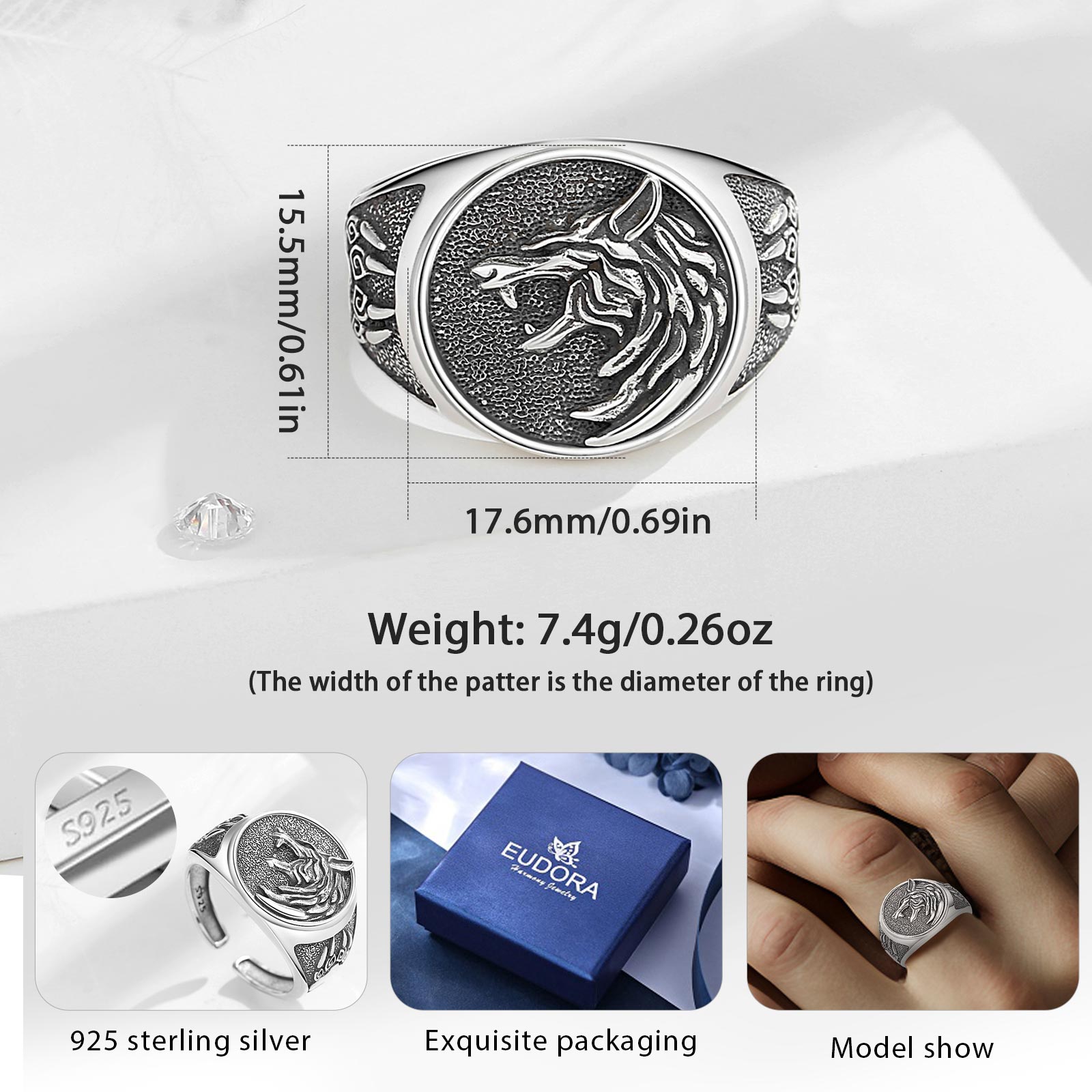 Eudora 925 Sterling Silver Vik - Wolf Jewelry & Watches Tampa Reviews ulasan dan harga