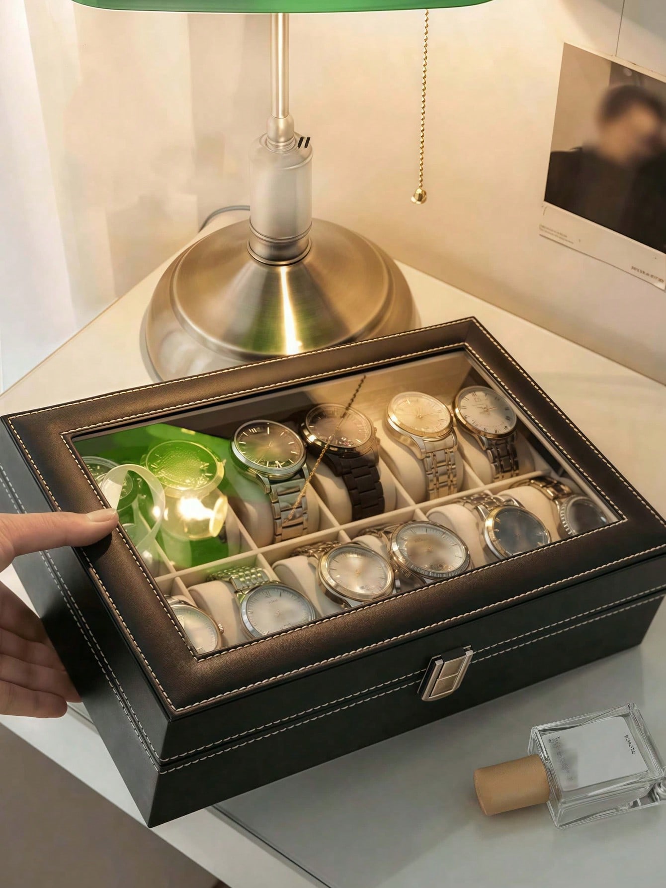 Leather Watch Box with Lock, L - Mystery Jewelry Jar Watches ulasan dan harga