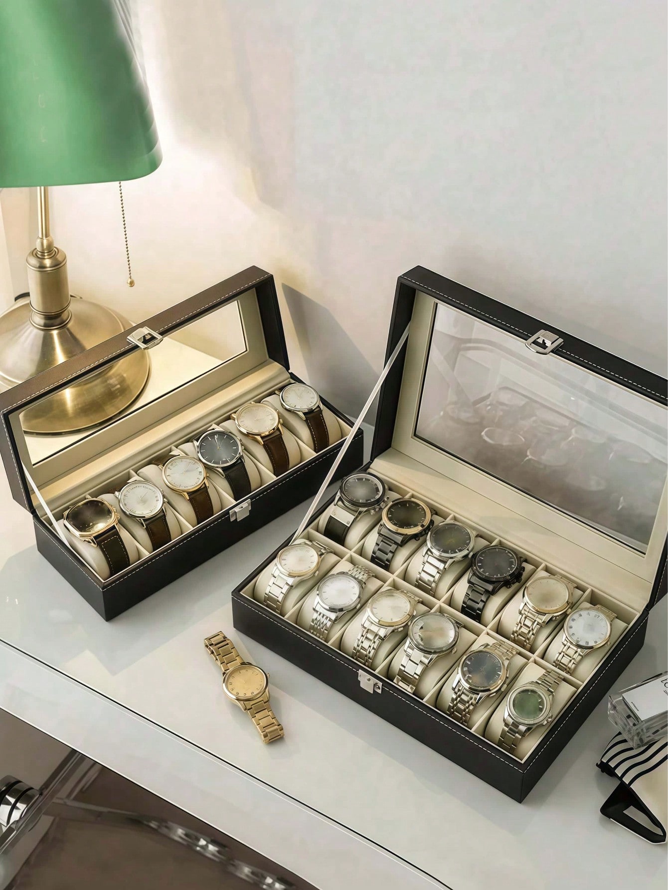 Leather Watch Box with Lock, L - Mystery Jewelry Jar Watches ulasan dan harga