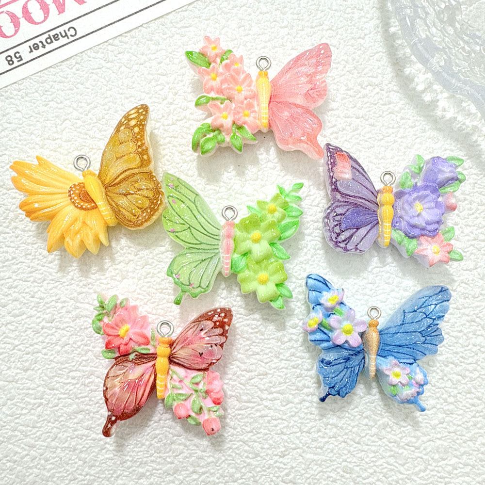 10pcs New Flower butterfly res - Butterfly Pendant Necklace ulasan dan harga