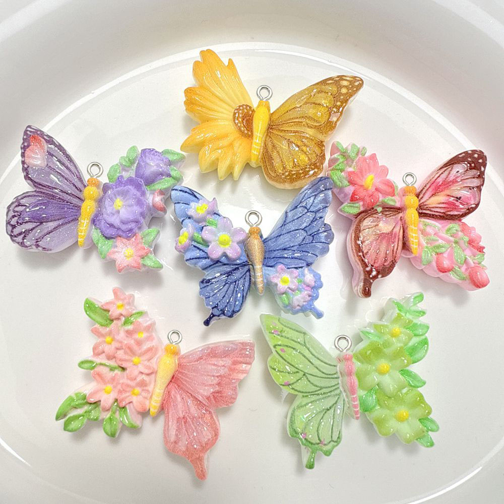 10pcs New Flower butterfly res - Butterfly Pendant Necklace ulasan dan harga