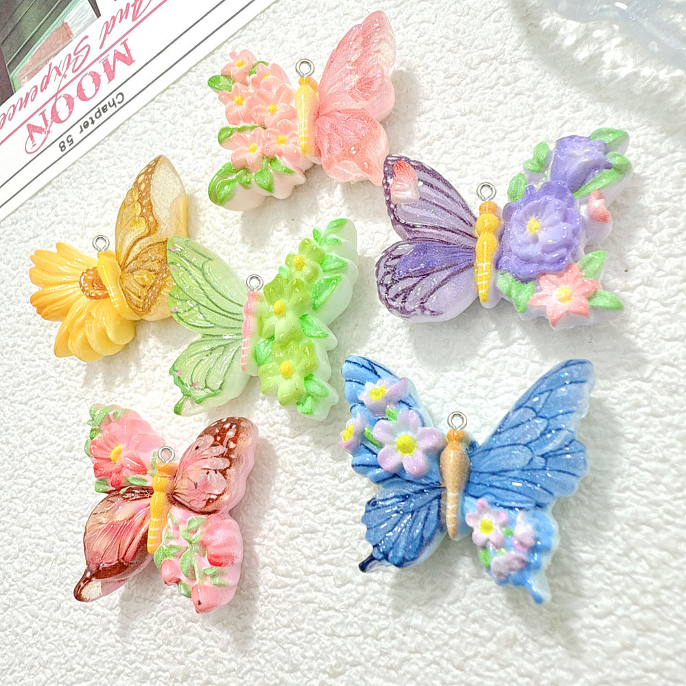 10pcs New Flower butterfly res - Butterfly Pendant Necklace ulasan dan harga