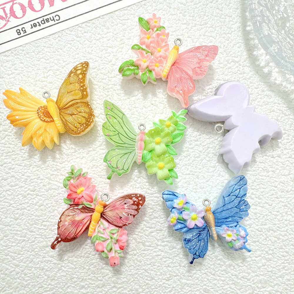 10pcs New Flower butterfly res - Butterfly Pendant Necklace ulasan dan harga