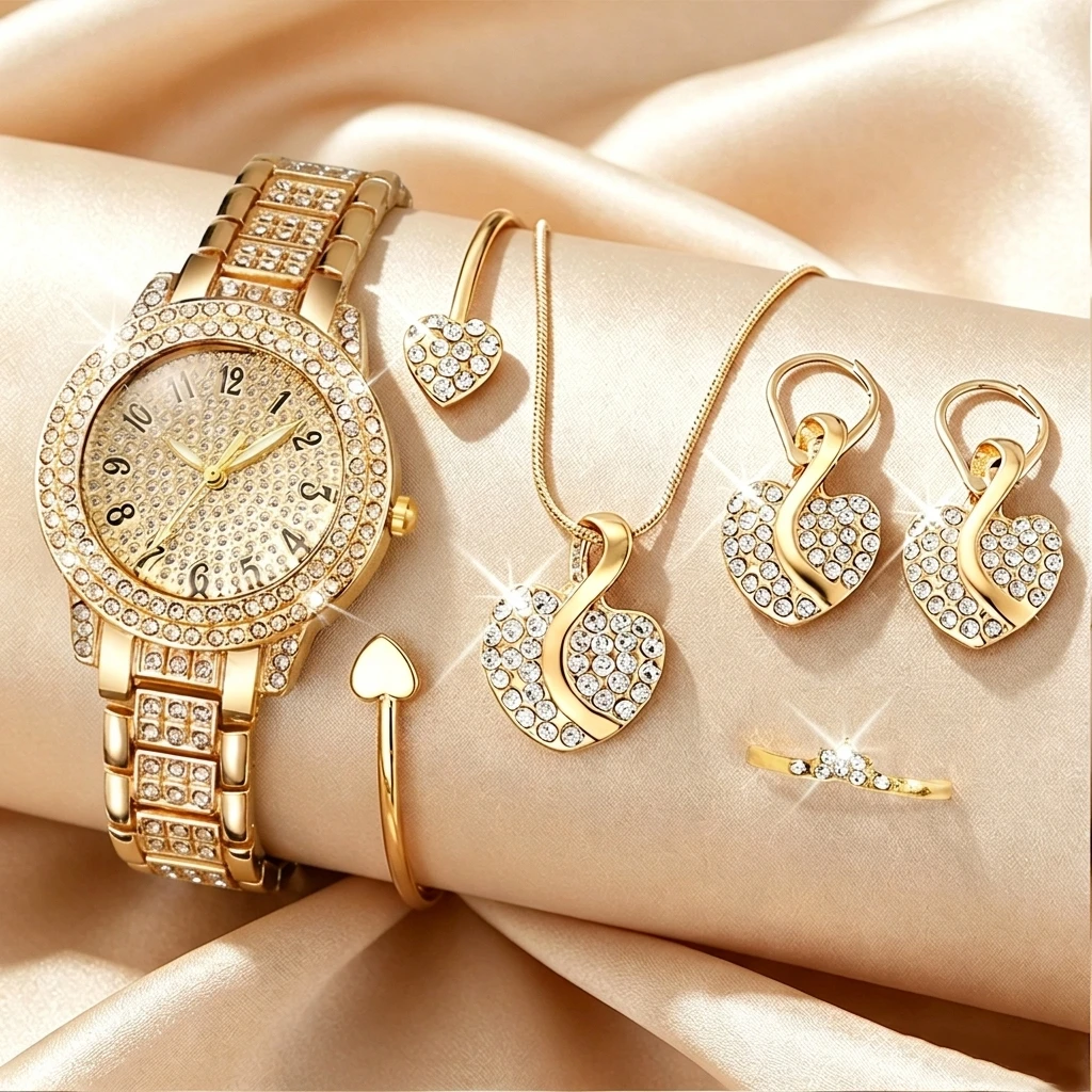 6PCS Fashion Rhinestone Women  - Mystery Jewelry Jar Watches ulasan dan harga
