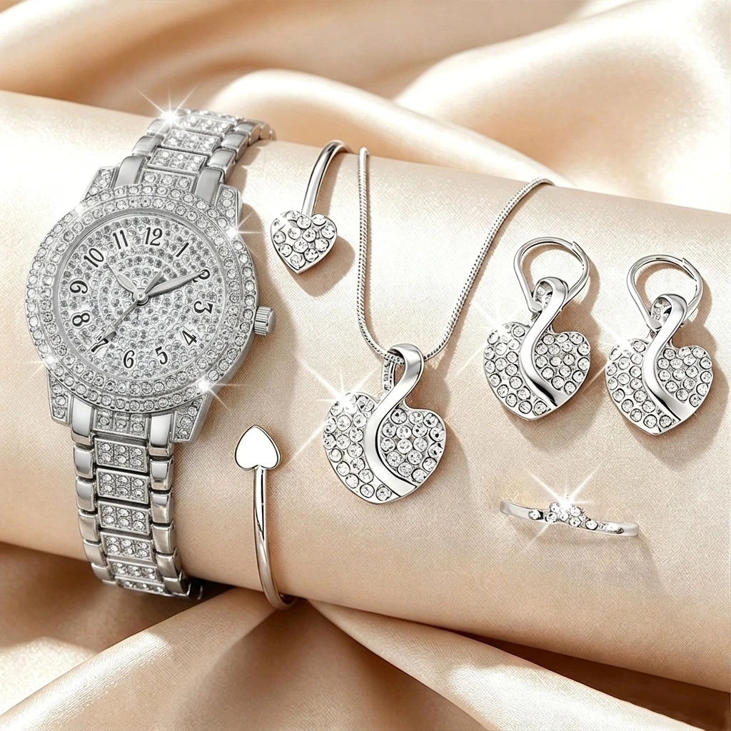 6PCS Fashion Rhinestone Women  - Mystery Jewelry Jar Watches ulasan dan harga