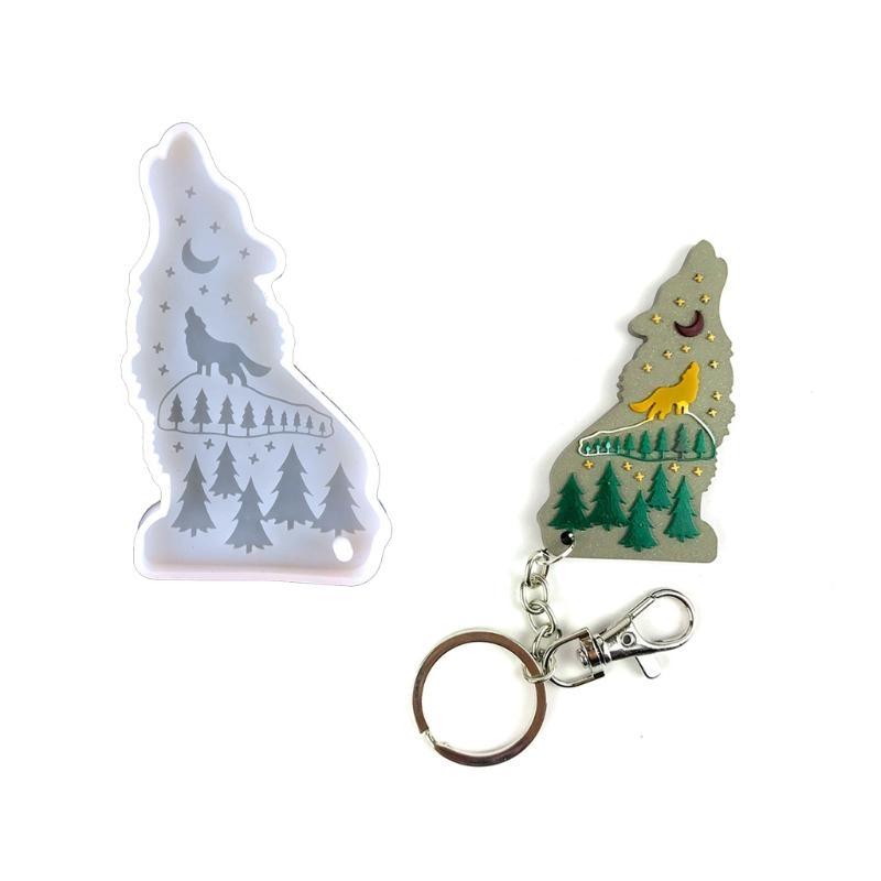 A52E Shiny Wolf Keychain Epoxy - Wolf Jewelry & Watches Tampa Reviews ulasan dan harga