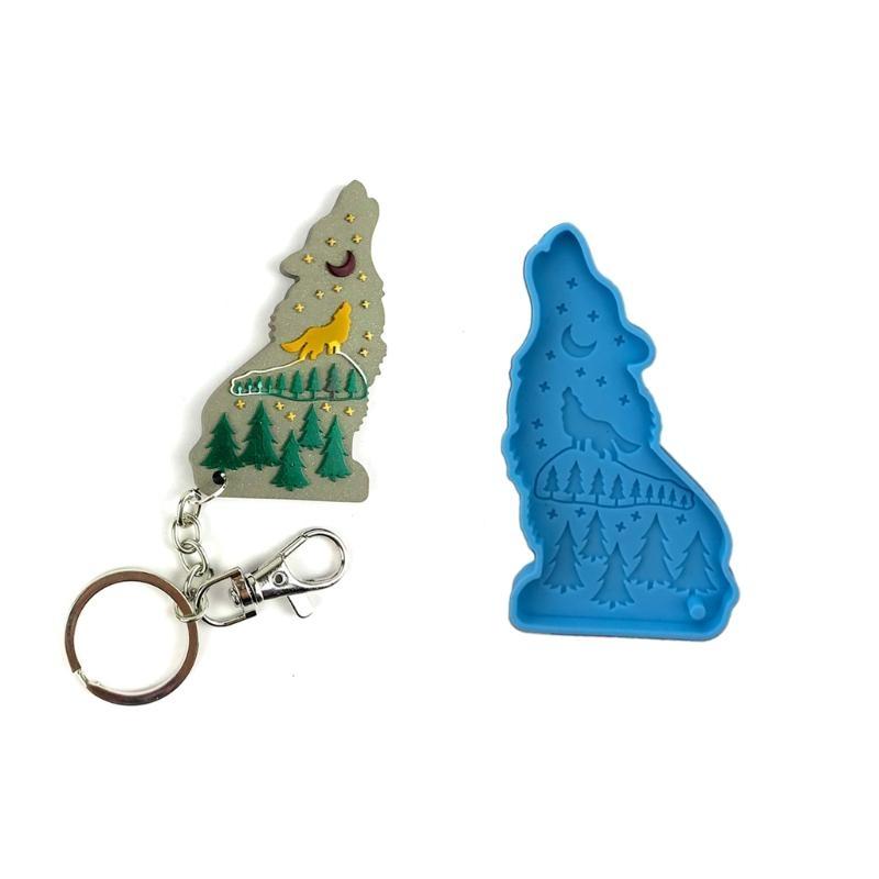 A52E Shiny Wolf Keychain Epoxy - Wolf Jewelry & Watches Tampa Reviews ulasan dan harga