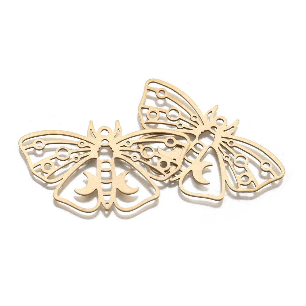 Raw Brass Moth Butterfly Charm - Butterfly Pendant Necklace ulasan dan harga