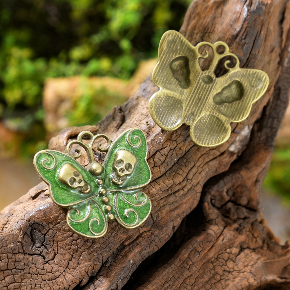 Gothic Skull Butterfly Enameli - Butterfly Pendant Necklace ulasan dan harga