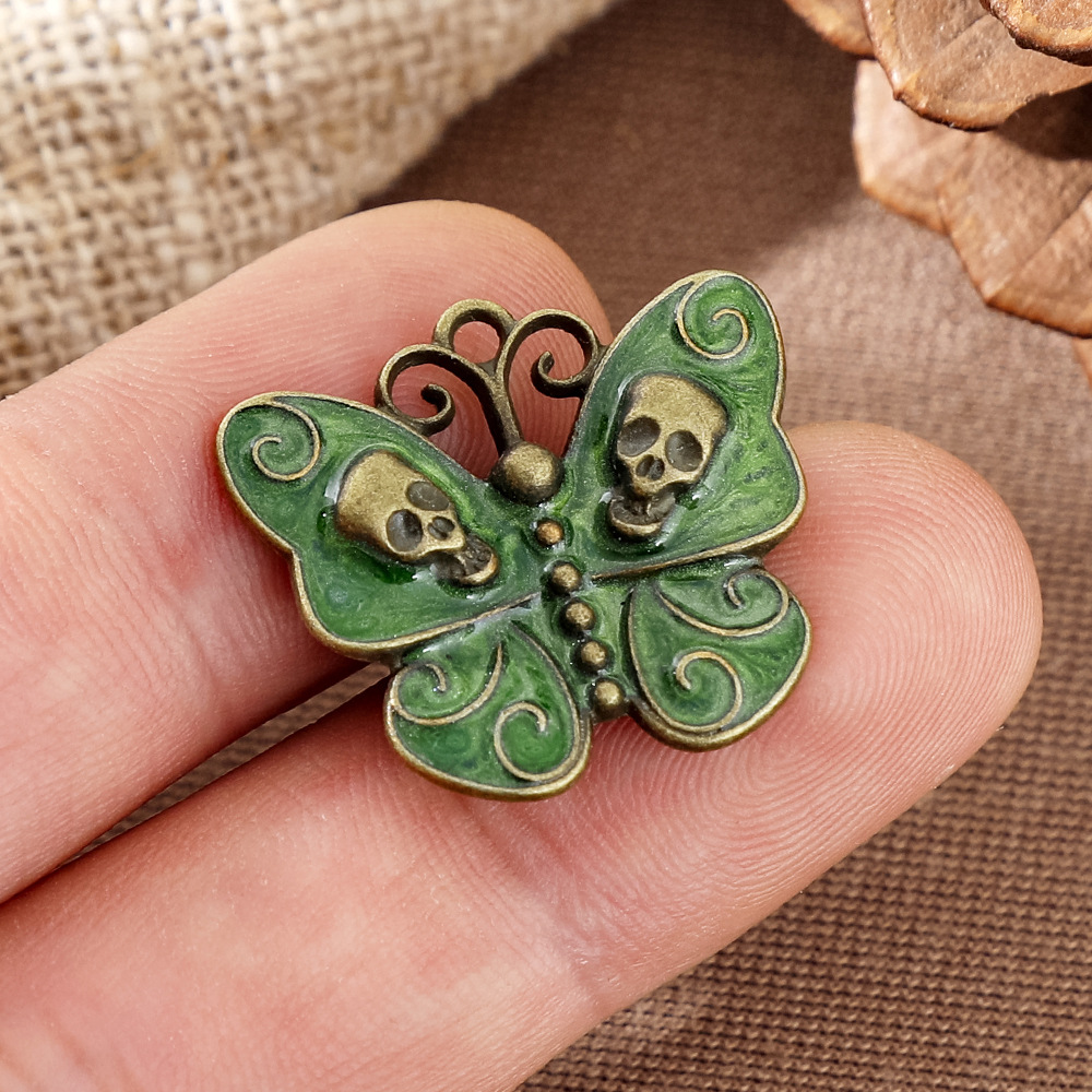Gothic Skull Butterfly Enameli - Butterfly Pendant Necklace ulasan dan harga