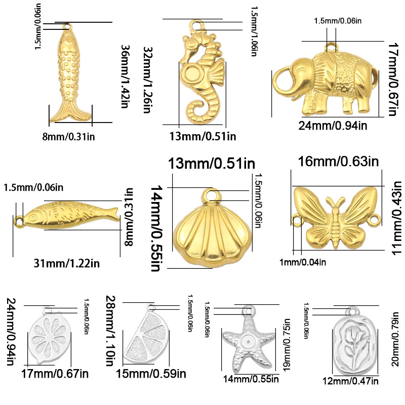 2pcs Gold Color Seahorse Shell - Butterfly Pendant Necklace ulasan dan harga