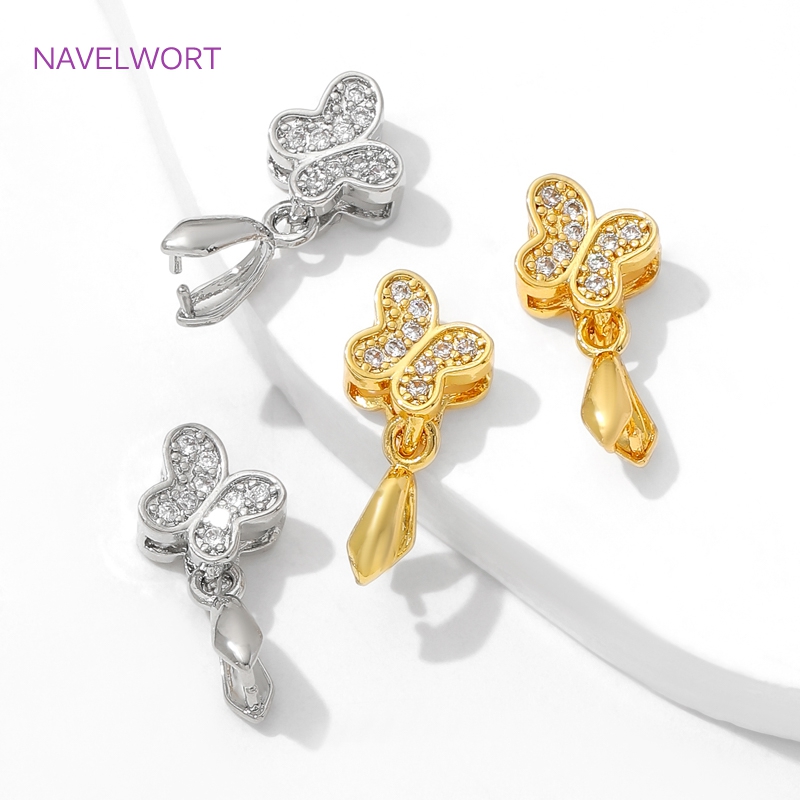 Brass Pinch Bails 18K Gold Pla - Butterfly Pendant Necklace ulasan dan harga