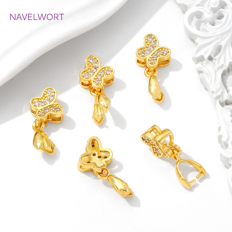 Brass Pinch Bails 18K Gold Pla - Butterfly Pendant Necklace ulasan dan harga